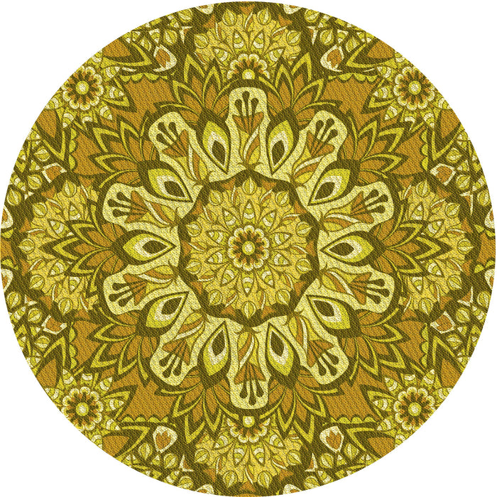 Square Machine Washable Transitional Dark Yellow Green Rug in a Living Room, wshpat3190yw