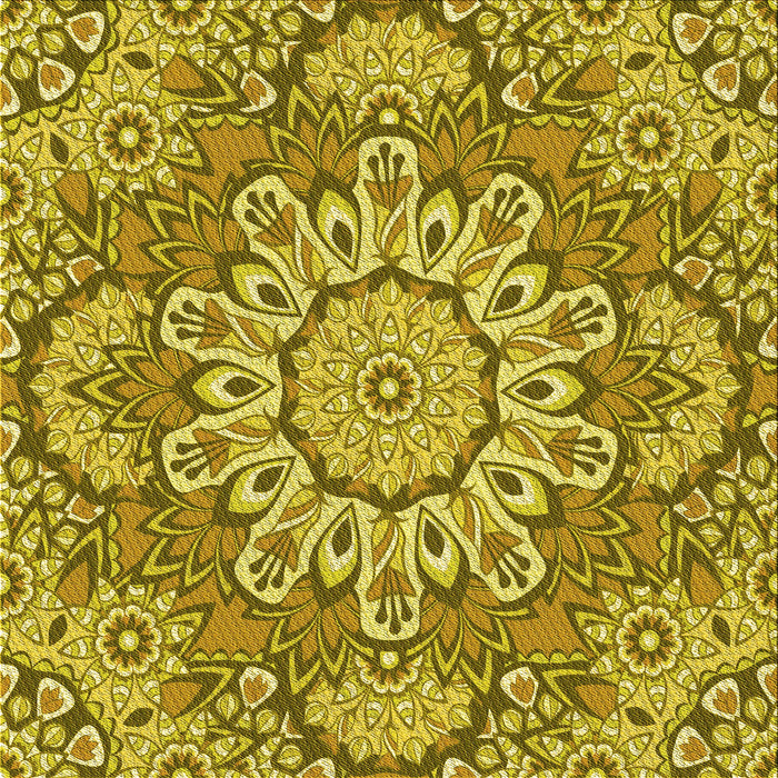 Round Machine Washable Transitional Dark Yellow Green Rug, wshpat3190yw