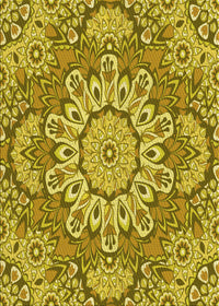 Machine Washable Transitional Dark Yellow Green Rug, wshpat3190yw