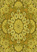 Machine Washable Transitional Dark Yellow Green Rug, wshpat3190yw