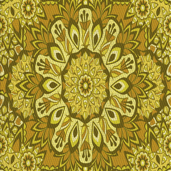 Patterned Dark Yellow Green Rug, pat3190yw
