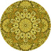 Square Patterned Dark Yellow Green Rug, pat3190yw