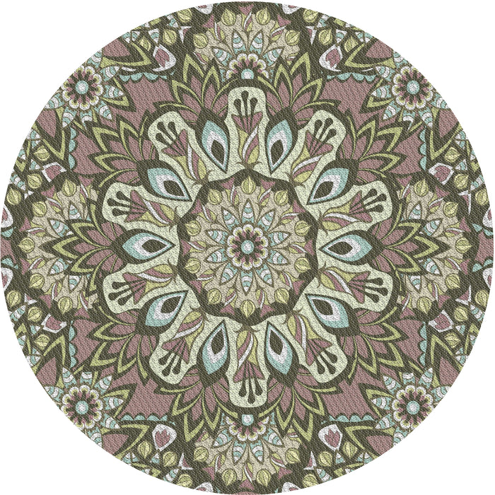 Square Machine Washable Transitional Antique Bronze Green Rug, wshpat3190