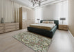 Machine Washable Transitional Antique Bronze Green Rug in a Bedroom, wshpat3190