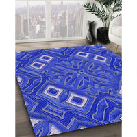 Patterned Light Slate Blue Rug, pat3191blu