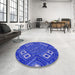 Round Patterned Light Slate Blue Rug in a Office, pat3191blu