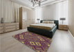 Patterned Copper Brown Rug in a Bedroom, pat3191brn