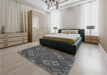 Patterned Gray Rug in a Bedroom, pat3191gry