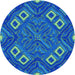 Square Patterned Blue Orchid Blue Rug, pat3191lblu