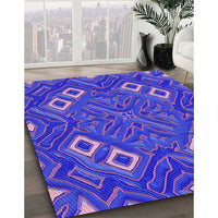 Patterned Medium Slate Blue Rug, pat3191pur