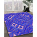 Patterned Medium Slate Blue Rug in Family Room, pat3191pur