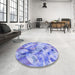 Round Patterned Pastel Blue Rug in a Office, pat3192blu