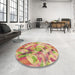 Round Patterned Orange Rug in a Office, pat3192brn