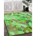 Machine Washable Transitional Emerald Green Rug in a Family Room, wshpat3192grn