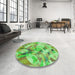 Round Patterned Emerald Green Rug in a Office, pat3192grn