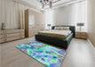 Patterned Turquoise Green Rug in a Bedroom, pat3192lblu