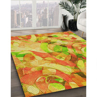 Patterned Neon Orange Rug, pat3192yw