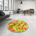 Round Patterned Neon Orange Rug in a Office, pat3192yw