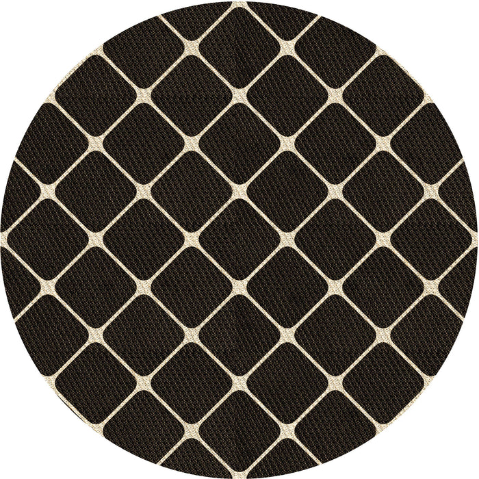 Square Patterned Black Rug, pat3193brn