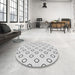 Round Patterned Platinum Gray Rug in a Office, pat3194gry