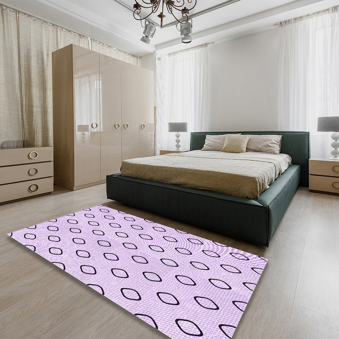 Round Machine Washable Transitional Orchid Purple Rug in a Office, wshpat3194pur
