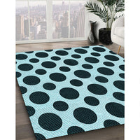 Patterned Deep Teal Green Rug, pat3195lblu