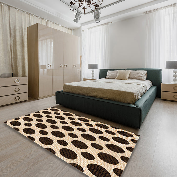 Patterned Red Rug in a Bedroom, pat3195org