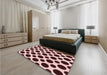 Round Machine Washable Transitional Deep Rose Pink Rug in a Office, wshpat3195rd