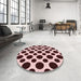 Round Patterned Deep Rose Pink Rug in a Office, pat3195rd