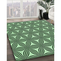 Patterned Dark Forest Green Rug, pat3196grn