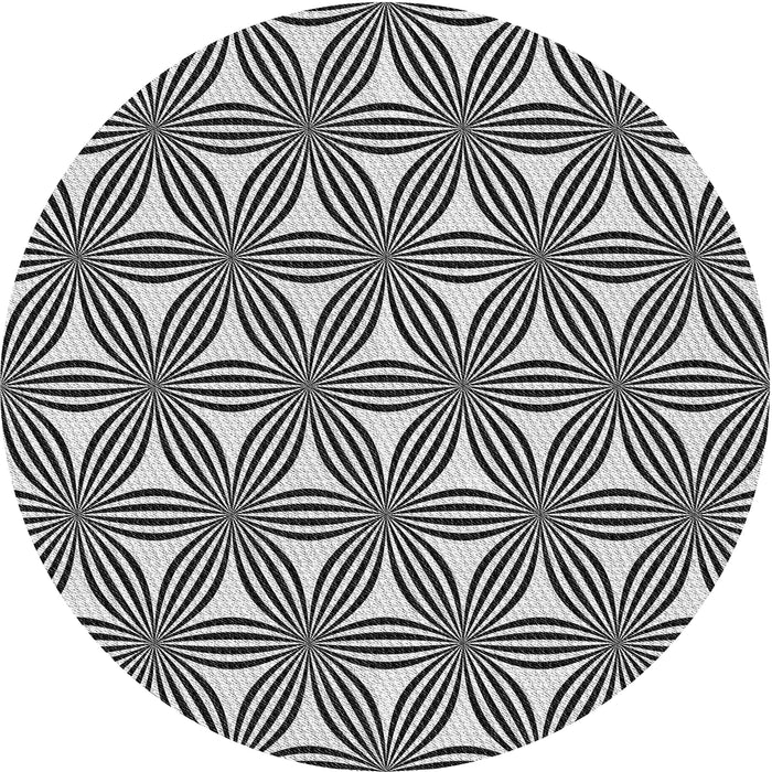 Sideview of Patterned Charcoal Black Novelty Rug, pat3196