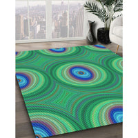 Patterned Spring Green Rug, pat3198lblu