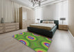 Machine Washable Transitional Green Rug in a Bedroom, wshpat3198