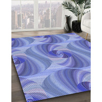 Patterned Denim Blue Rug, pat3199blu