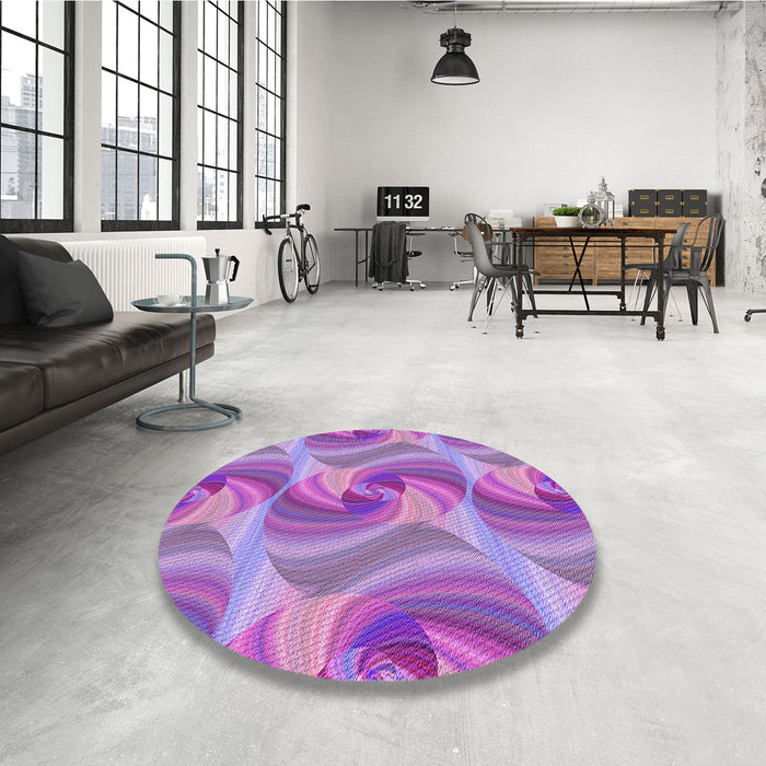 Round Patterned Bright Lilac Purple Rug in a Office, pat3199pur