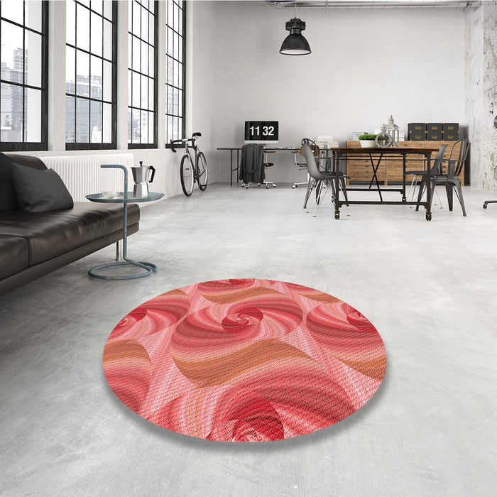 Round Patterned Red Rug in a Office, pat3199rd