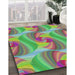Machine Washable Transitional Green Rug in a Family Room, wshpat3199