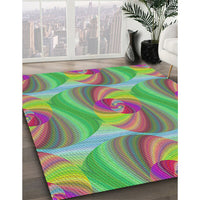 Patterned Green Modern Rug, pat3199