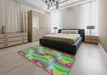 Machine Washable Transitional Green Rug in a Bedroom, wshpat3199