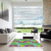 Square Machine Washable Transitional Green Rug in a Living Room, wshpat3199