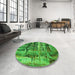 Patterned Green Rug in a Kitchen, pat32grn