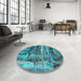 Patterned Blue Rug in a Kitchen, pat32lblu