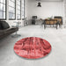 Round Patterned Red Rug in a Office, pat32rd