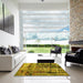 Square Patterned Yellow Rug in a Living Room, pat32yw