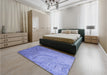 Patterned Denim Blue Rug in a Bedroom, pat320blu