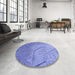 Round Patterned Denim Blue Rug in a Office, pat320blu