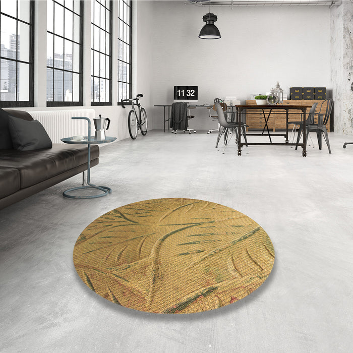 Round Patterned Yellow Rug in a Office, pat320brn