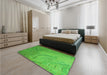 Patterned Neon Green Rug in a Bedroom, pat320grn