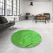 Round Patterned Neon Green Rug in a Office, pat320grn