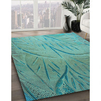 Patterned Turquoise Green Rug, pat320lblu